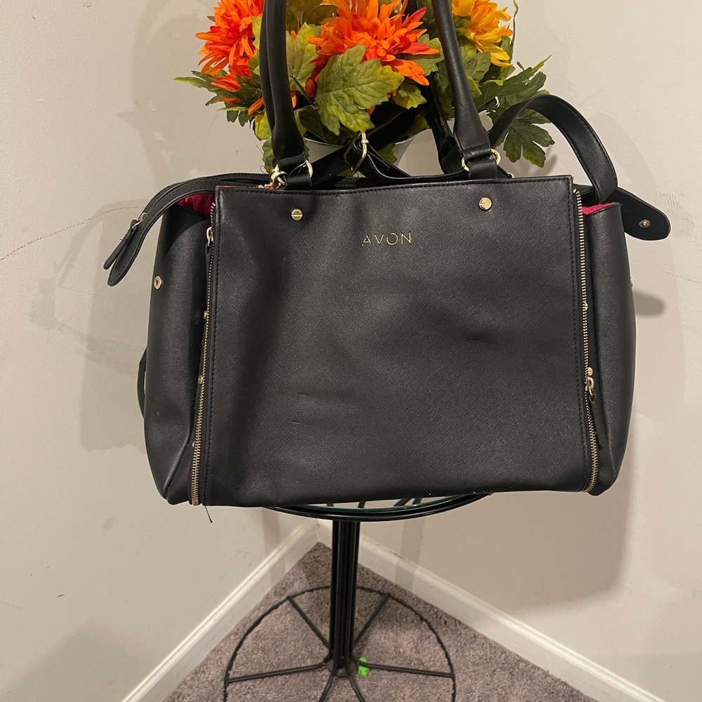 Avon Black Tote Bag with Gold Accents